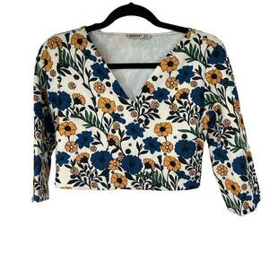 Vkozen Floral Leaf Print Crop Top